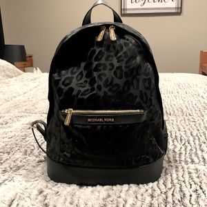 Michael Kors Black Leopard Print Backpack